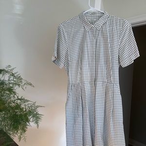Madewell Open Back Grid Pattern Shirtdress